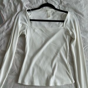 H&M White square neck top